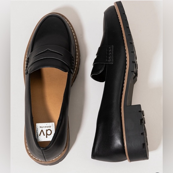 Dolce Vita NEW Faux Leather Lug Sole Loafer In Black Size 6.5 - Picture 2 of 5